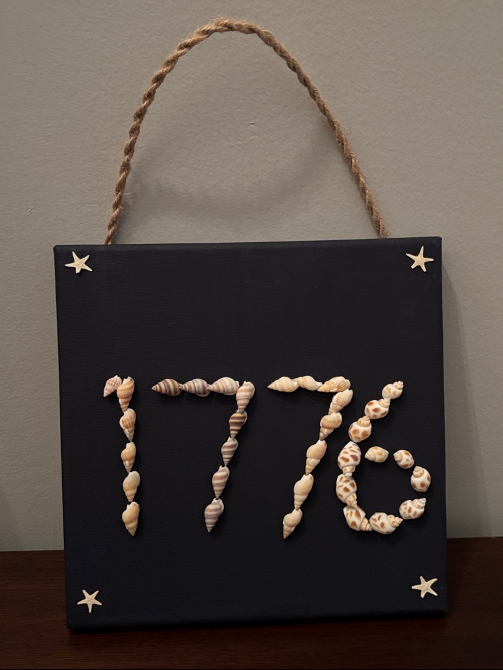 Nautical Seashell Patriotic ‘1776’ Wall Art - Navy Canvas